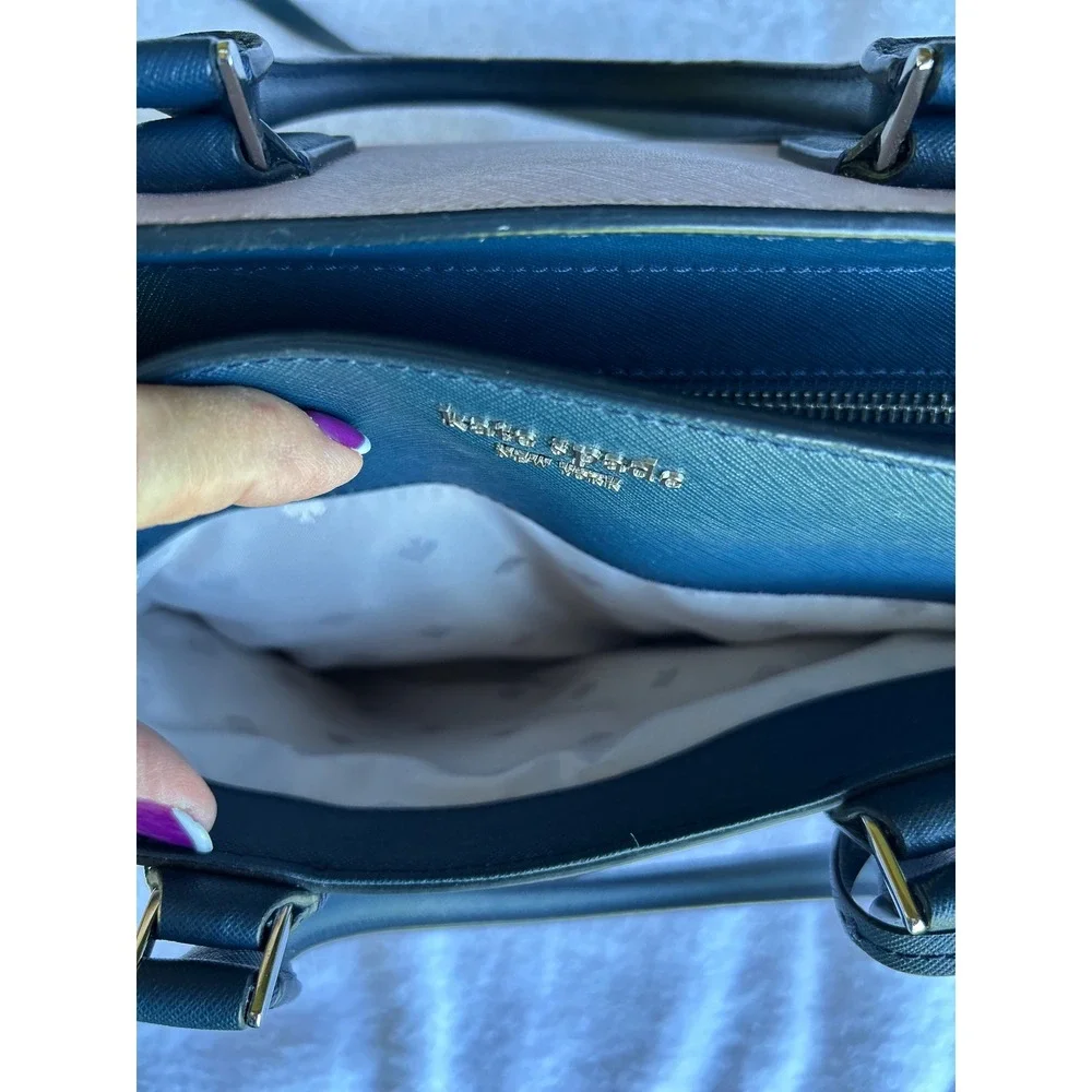 Kate Spade Cameron Medium Satchel Bag Color block Lavender White Blue Crossbody